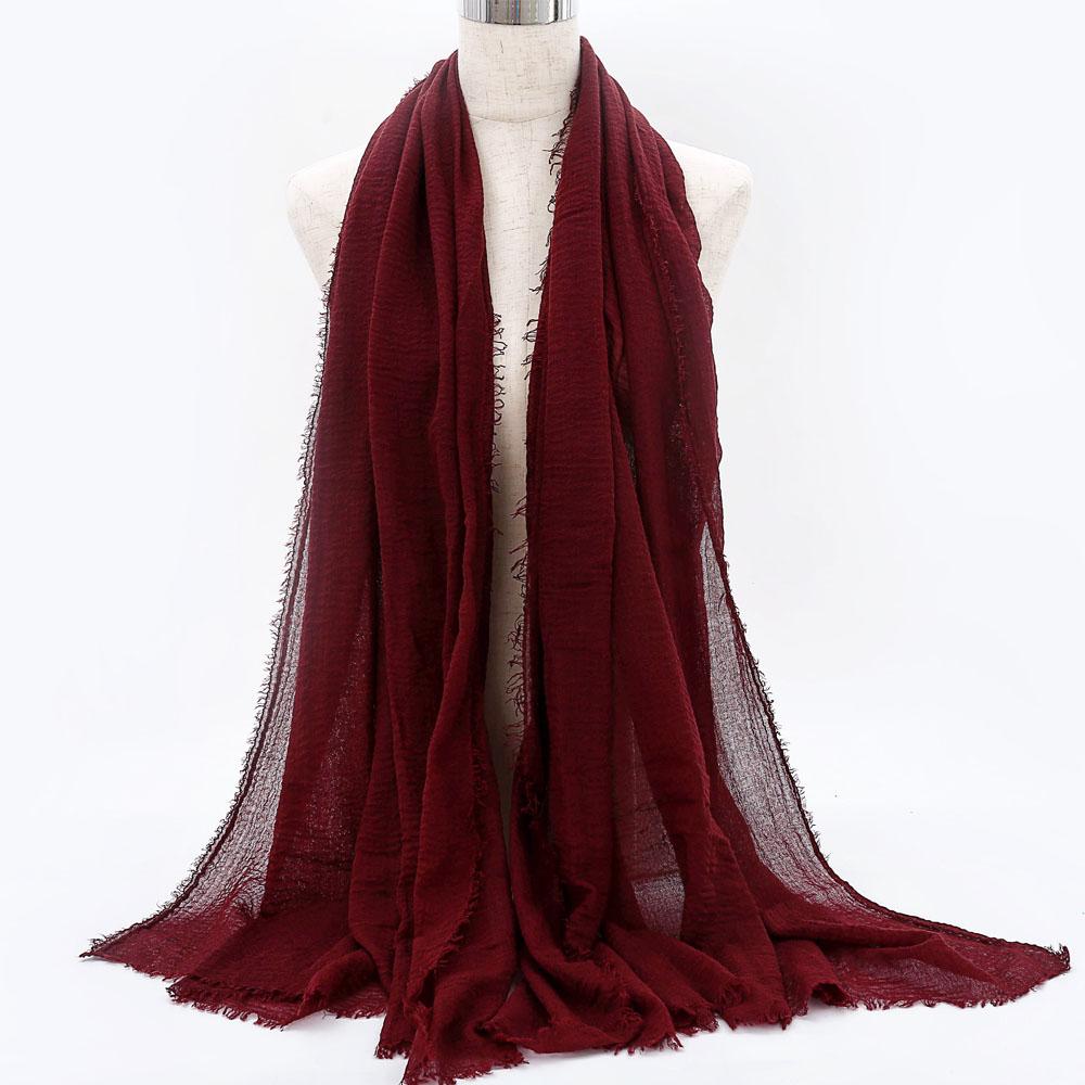 Big Size Crinkle Cotton Hijab Scarf Women Turban Muslim Shawl Plain Bandana Breathable Women's Shawls Foulard Hijab Hood Ramadan