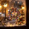 Sparkling Pearl Rhinestone Art Christmas Diamond Painting Wreath Kit with LED String Lights, Snowman Shiny Acrylic Craft for Adults, DIY Hanging