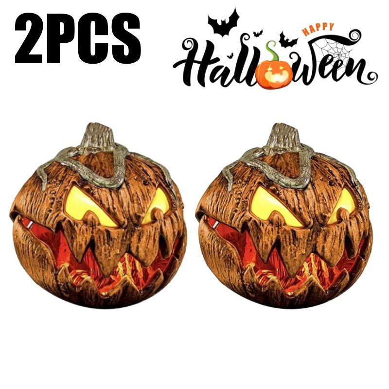 Vintage Pumpkin Head Lantern Yard Light Glowing Open Mouth Design Halloween Decor Scary Haunted House Outdoor Lighting Essential