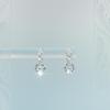 S925 Silver Dual Cubic Shine Huggie Earrings by Haniel – White, One-Touch Design, From Korea