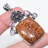 Натуральный Мариам Яшма, Кунцит 925 Стерлинговое Серебро Ювелирный Подвеска 2.36" i3l97