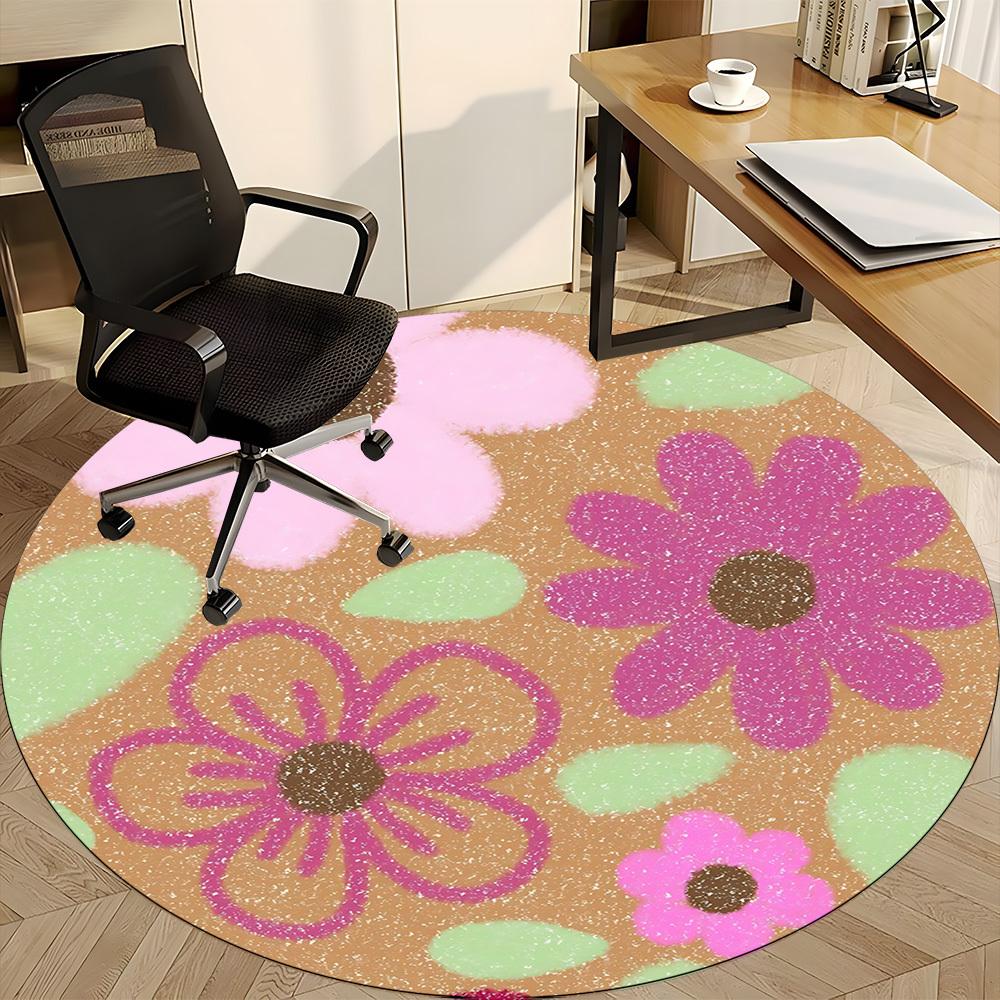 1pc Floral Pattern Chair Carpet for Office, Soft Flannel Throw Mat, Perfect for Office, Holiday Party Decoration Choice yy260320123