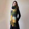 Imitation Cashmere Plaid Scarf Women's Winter Thickened Simple Warm Black and White Classic Fringed Scarf Shawl