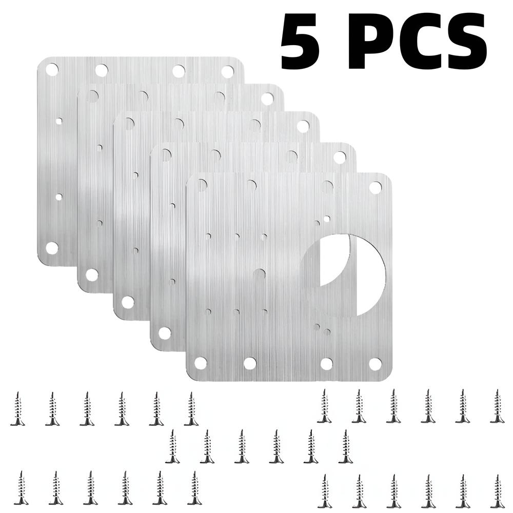 Набор для ремонта петель шкафа Монтажная пластина для дверных петель кухонного шкафа с отверстиями Плоские крепежные скобы Бытовые инструменты