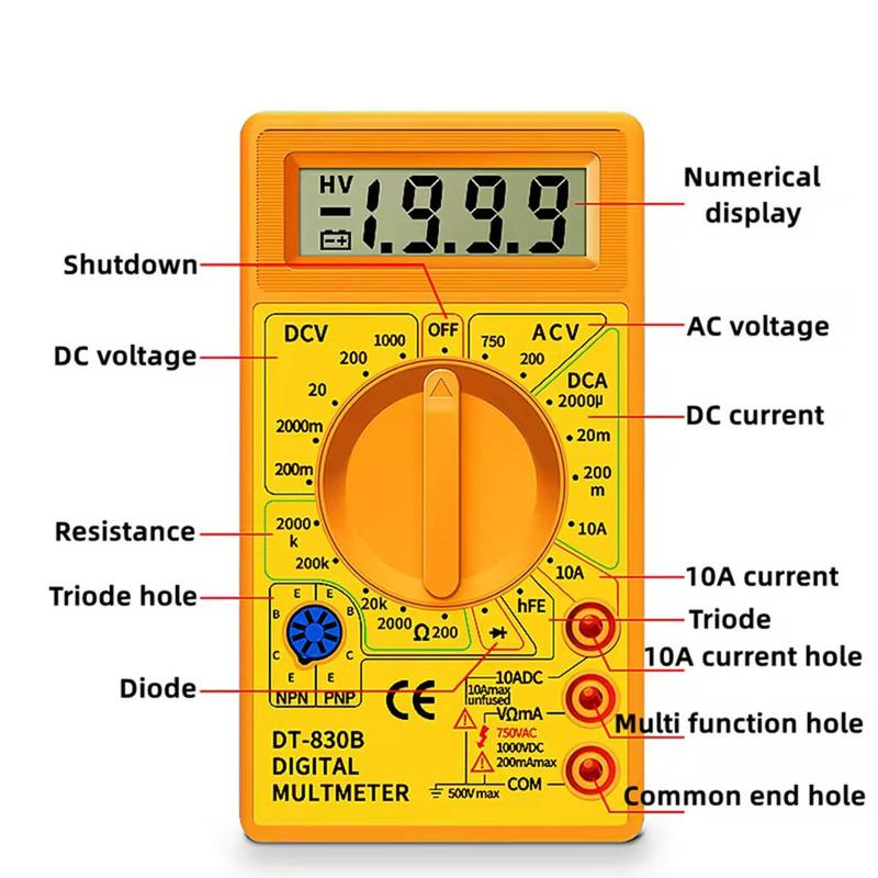 Digital multimeter tester DT830B electric voltmeter ampere meter, portable volts multimeter car battery tester circuit tester