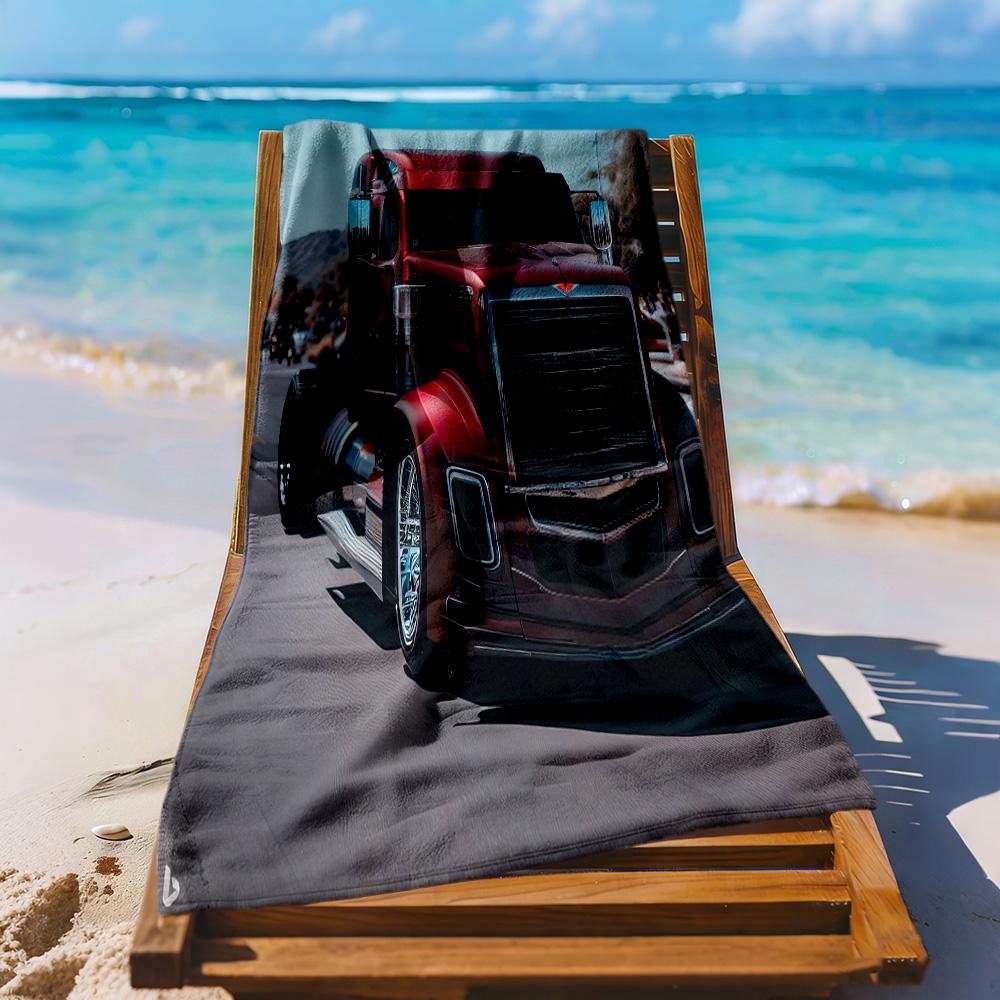 Kw Heavy Trucks Beach Towel Quickdry Soft Microfiber Comfortable Lightweight Suitable For Swimming Gym Camping Yoga Vacation