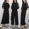 Women's Summer Casual Suit Chiffon Shirt + Pants Two-piece Set