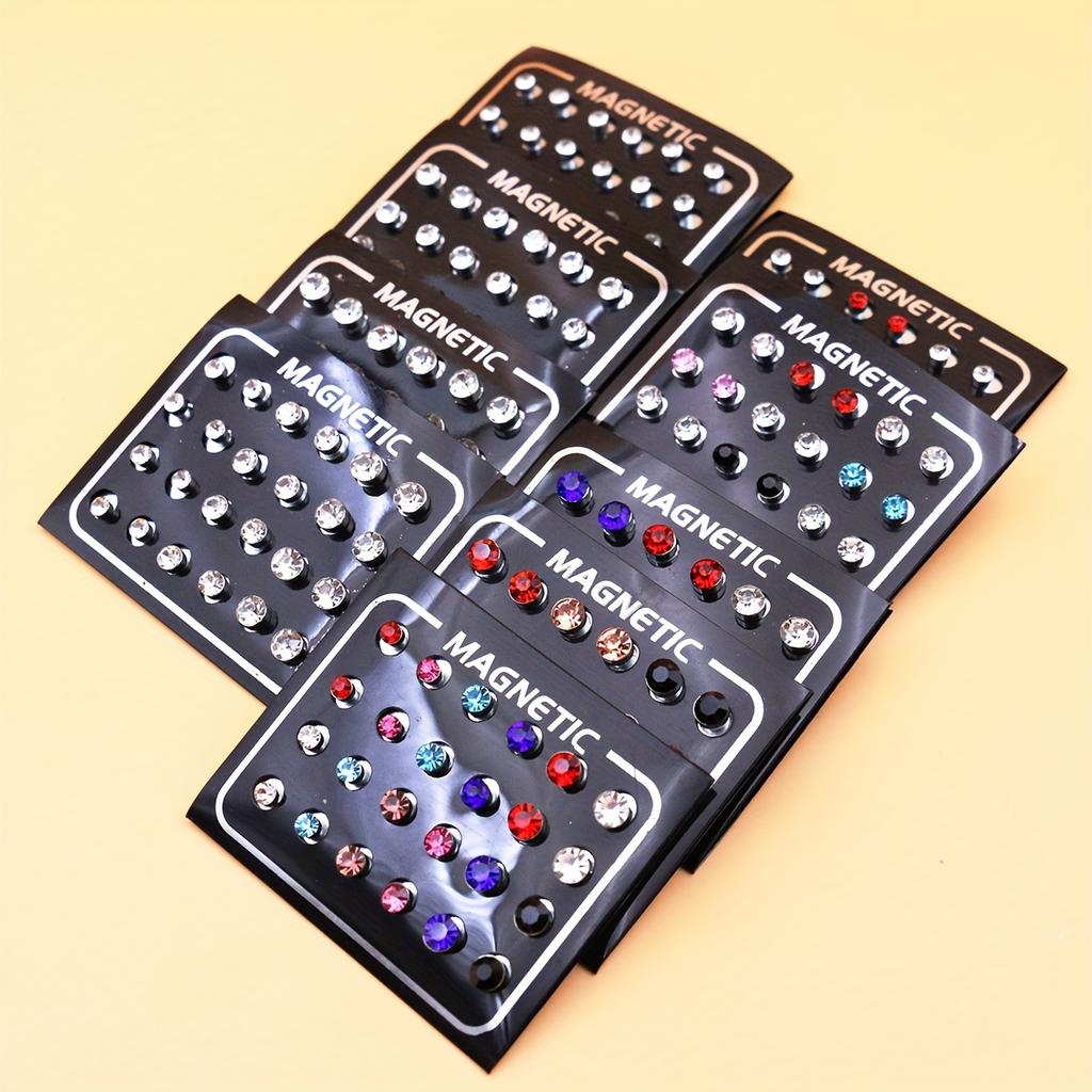 Набор из 12 пар магнитных серег-пусет с 5-миллиметровыми стразами, без прокола, ювелирный подарок