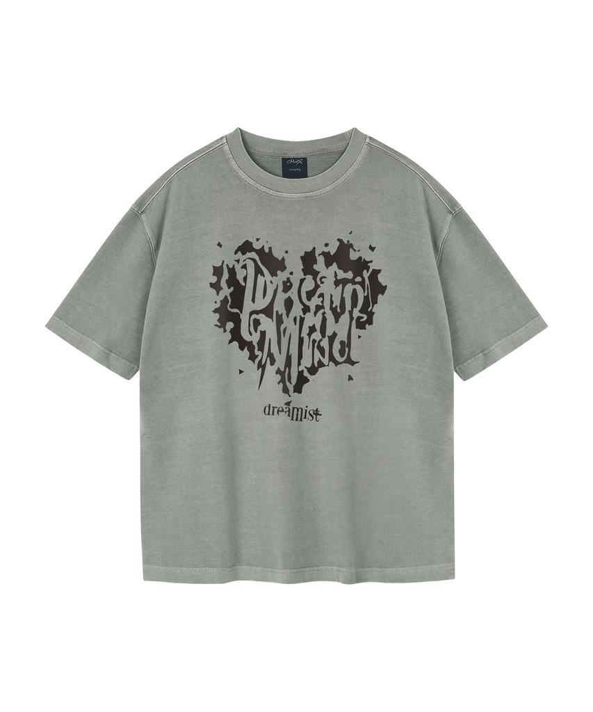WILDROCK Hollysheesh Dreamist Heart Пигментная Оверсайз Футболка с Коротким Рукавом_6 Цветов (Урожай включен) (Тип Б)