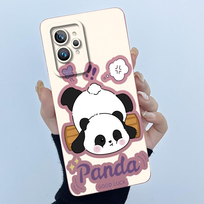 For Realme GT 2 Pro Phone Case Cute Panda Girl Cats Liquid Silicone Camera Protection Back Cover For Realme GT2 Pro GT2Pro Funda