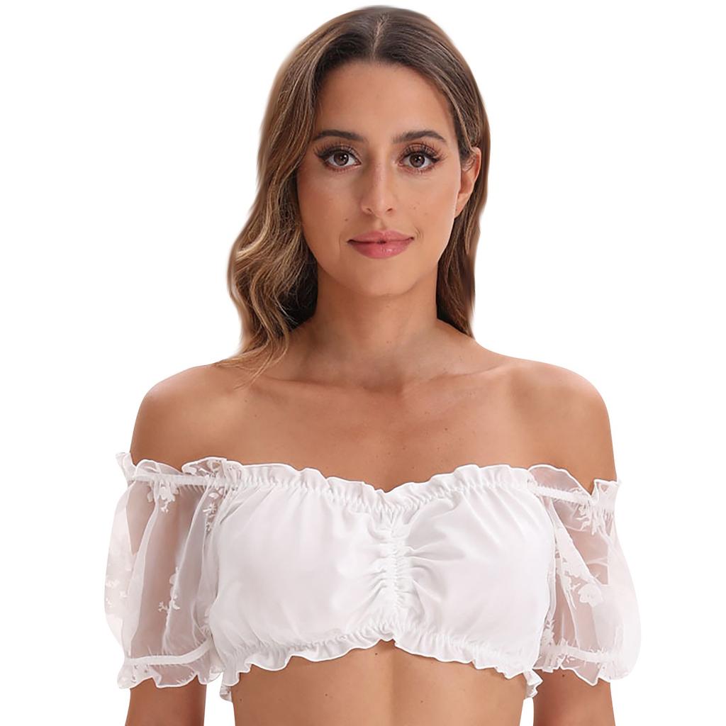 Ladies Elegant Bodysuit Black Bodysuit Lace Shirt For Oktoberfest Ladies Elegant Classical Halloween Oktoberfest Lace Panel Small Shirt Top