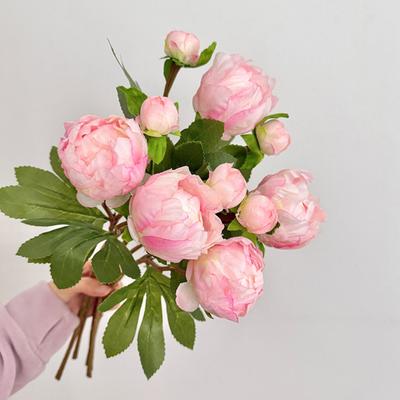 Букет Пионов Real Touch 1 Цветок 1 Бутон Искусственный Цветок Пиона Искусственный Шелковый Цветочный Ансамбль для Домашней Вазы Свадебный Центр Стола Декор для Вечеринки