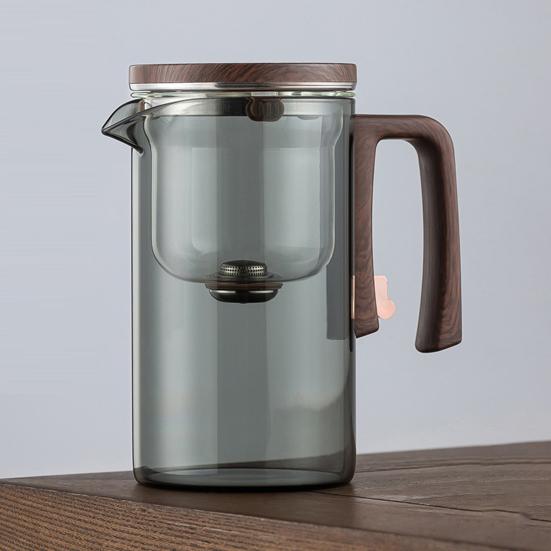 Стеклянный чайник для заваривания 520/720/900 мл с заварочным устройством, деревянной ручкой, термостойким носиком без подтеков, водоотделительным чайником, легко чистящимся для холодной воды