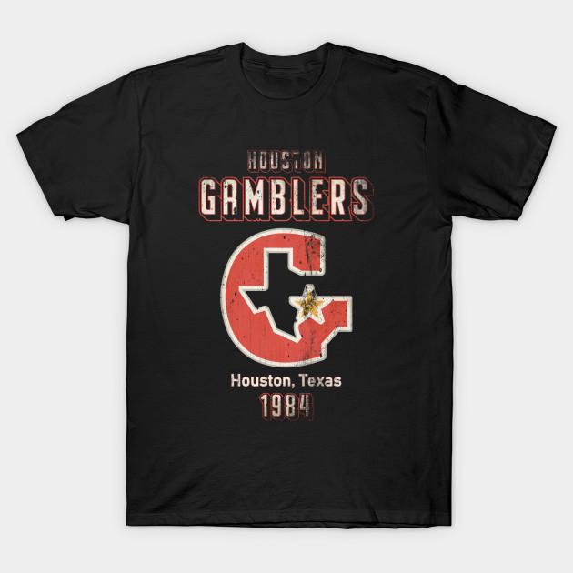 Men Black Print T-shirt Gamblers 1984 Football No-Cut Transfer Paper Print Cotton Tshirt