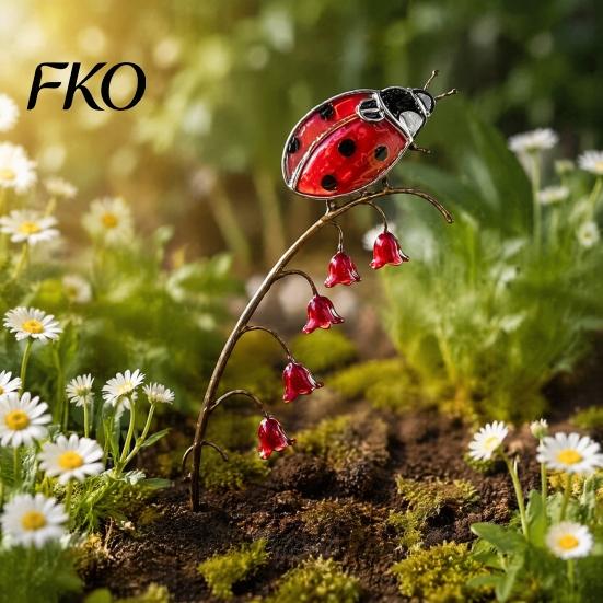 Whimsical Garden Stakes Iridescent Dragonfly/Butterfly/Ladybug/Bee/Snail Stake, Lily of The Valley Metal Yard Art for Durable Lawn Mom