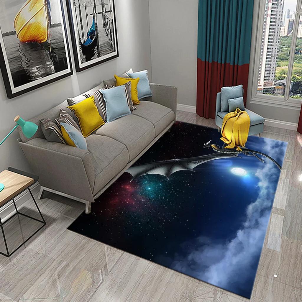 3D Красочный ковер с узором дракона Кухня Ванная комната Гостиная Детская спальня Прихожая Нескользящий Впитывающий Модный ковер для домашнего декора