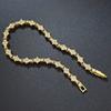 American Hip Hop Men Flowers Zircon Crystal Bracelet Vintage Gold Color Stainless Steel Jewelry Fashion Accessories Gift