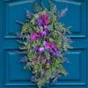 Tulips Wreath for Front Door Spring Artificial Flower Wreath with Hyacinths Hydrangeas Lavenders Wall Hangings Decorations