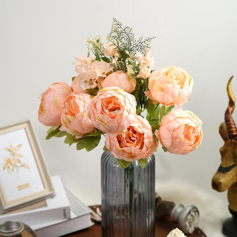 1 букет искусственных пионов чайной розы цветы камелии шелковые искусственные цветы флорес для домашнего сада свадебное украшение своими руками