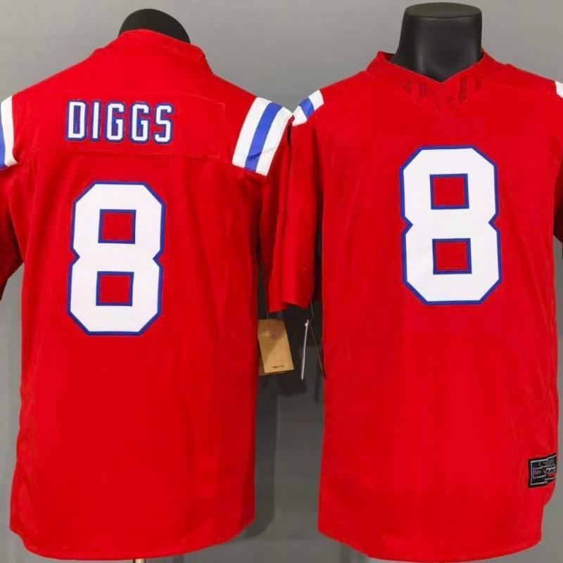 New England Patriots Stefon Diggs 8 Red White NFL Fan Jersey Mens Football Uniform Replica