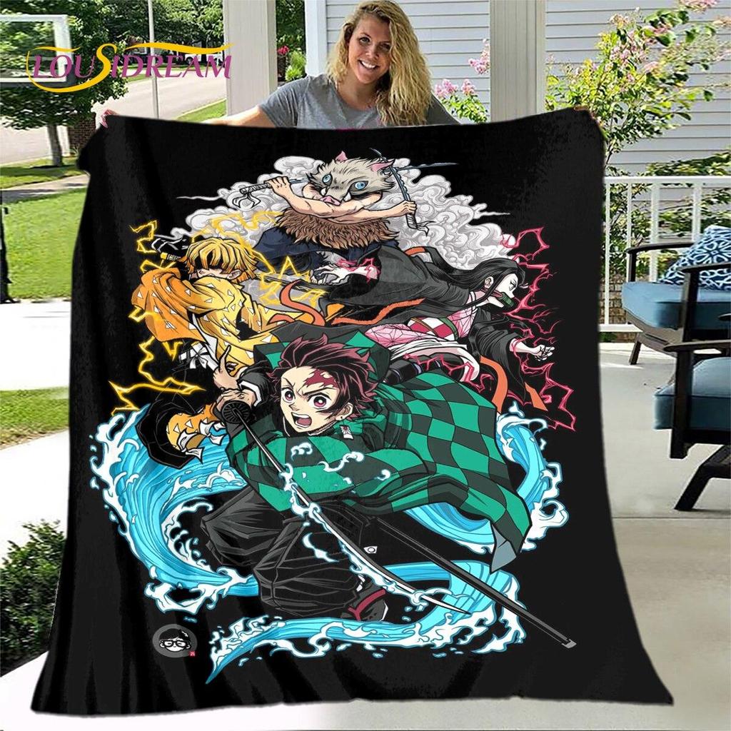 Anime Cartoon Demon Slayer Blanket,Flannel Blanket Throw Blanket,Sherpa Warm Children's Blanket for Living Room Bedroom Beds