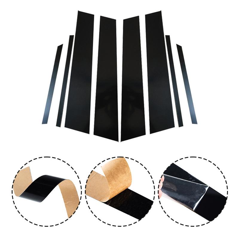 Glossy Black Pillar Posts Window Door Moulding Trim Cover Exterior Accessories Fit Volkswagen Virtus 2018-2023 8pcs/set