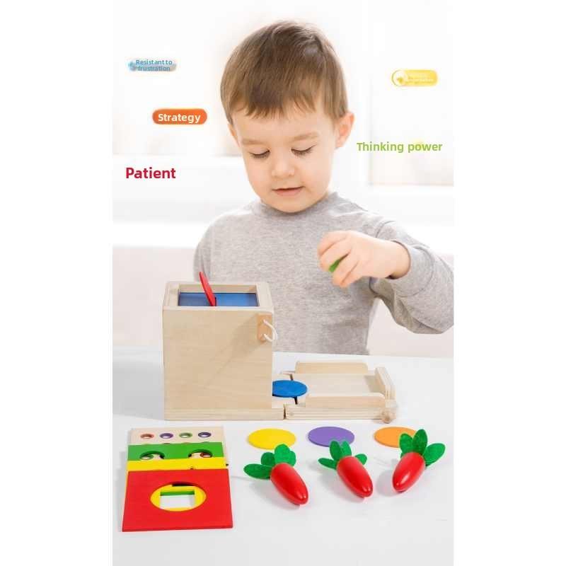 Educational Wooden Goal Box With Insert Stick And Coin Storage For Preschool Learning