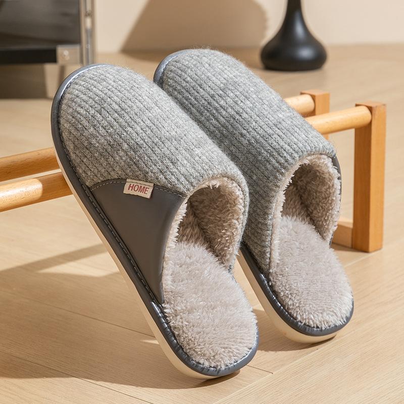 Cotton Slippers Women's Winter Home Use Spring and Autumn Indoor Warm Non-slip Home Winter Couple Plush Men
