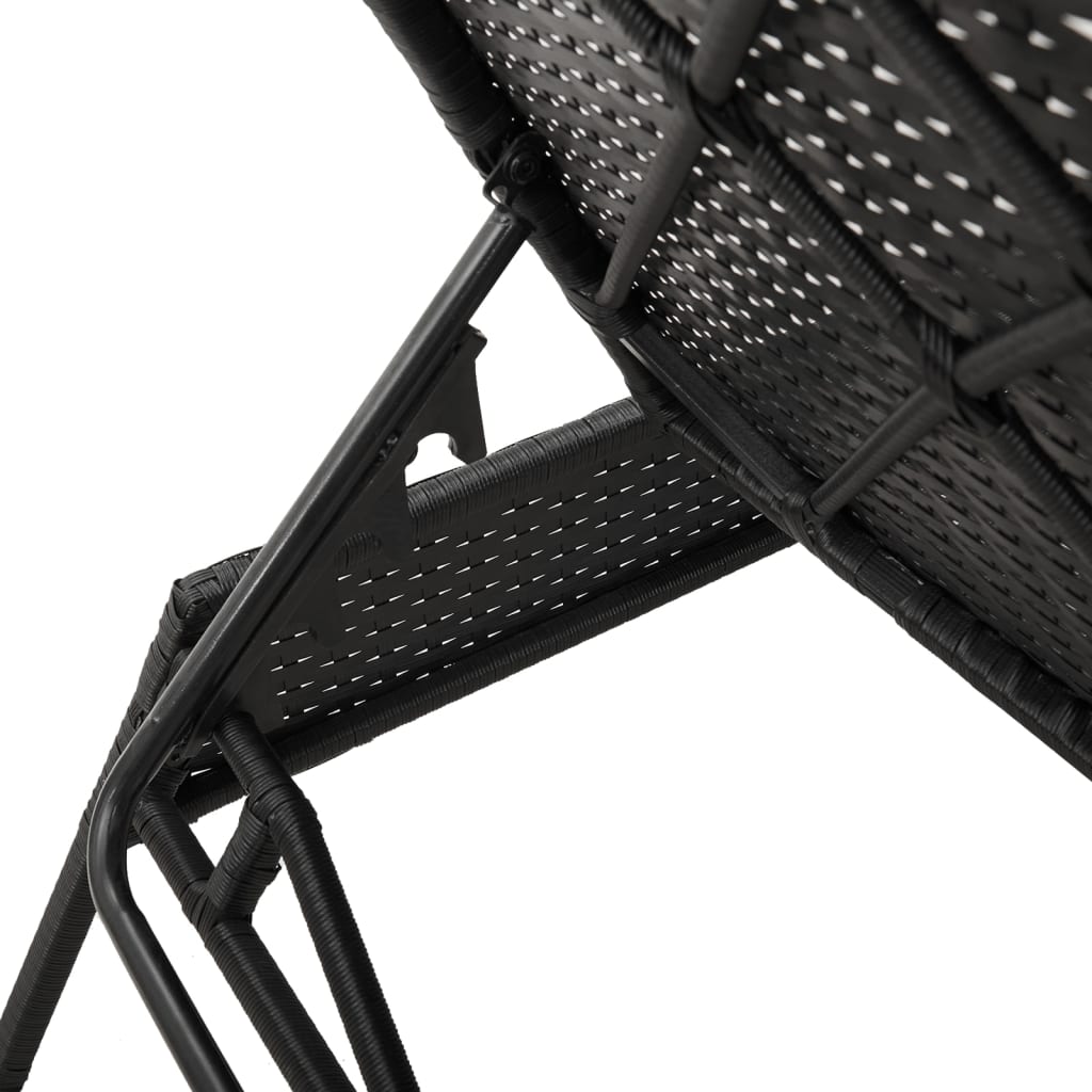 Black Sun Lounger with Cushion Poly Rattan