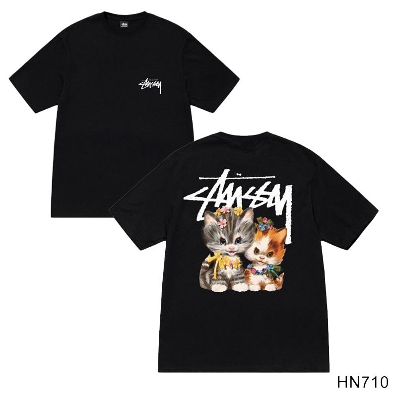 Stussy Летняя новая футболка из высококачественного хлопка с круглым вырезом для мужчин и женщин 2025 года, классический логотип с новым рисунком, парная футболка