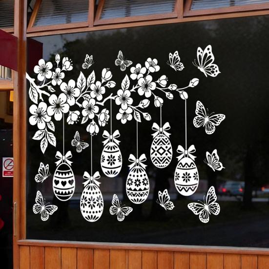 Glass Sticker Static Window Film Peel Stick No Glue Privacy Window Film Easter Bunny Egg Design Easy Remove Bubble-Free Decorative Window Film