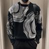 Мужской модный жаккардовый свитер с граффити, базовая рубашка с длинным рукавом на осень и зиму, универсальный вязаный свитер-топ