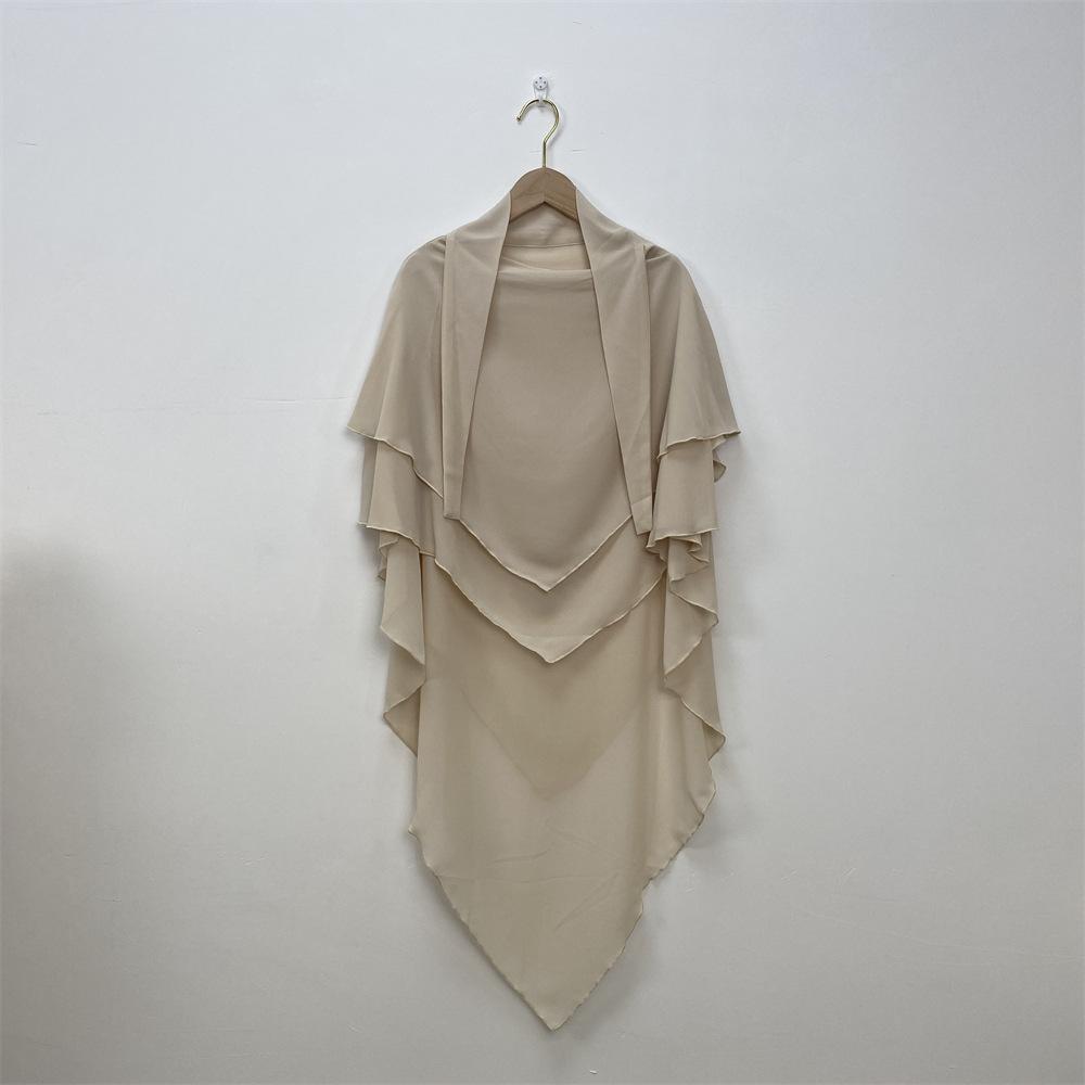 Однотонный двухслойный шифоновый платок на голову — стиль Ближнего Востока, Дубая, Турции. (Большой, 2305)