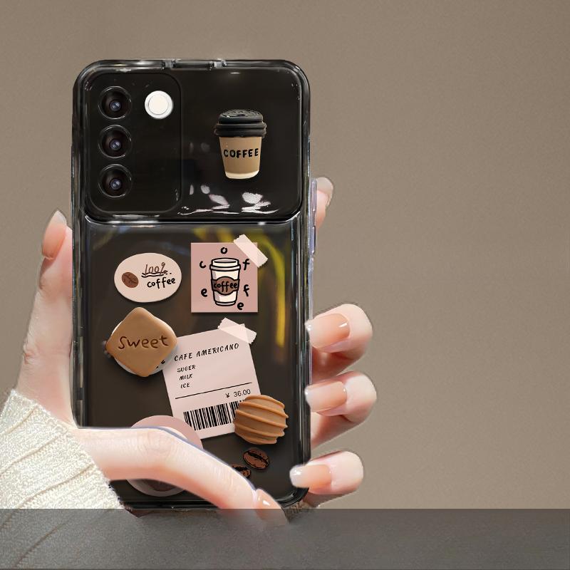 Applicable To Vivos16 Mobile Phone Case X80/90pro Coffee Bean Three-dimensional Doll Pendant Y52s/77 Flip Mirror