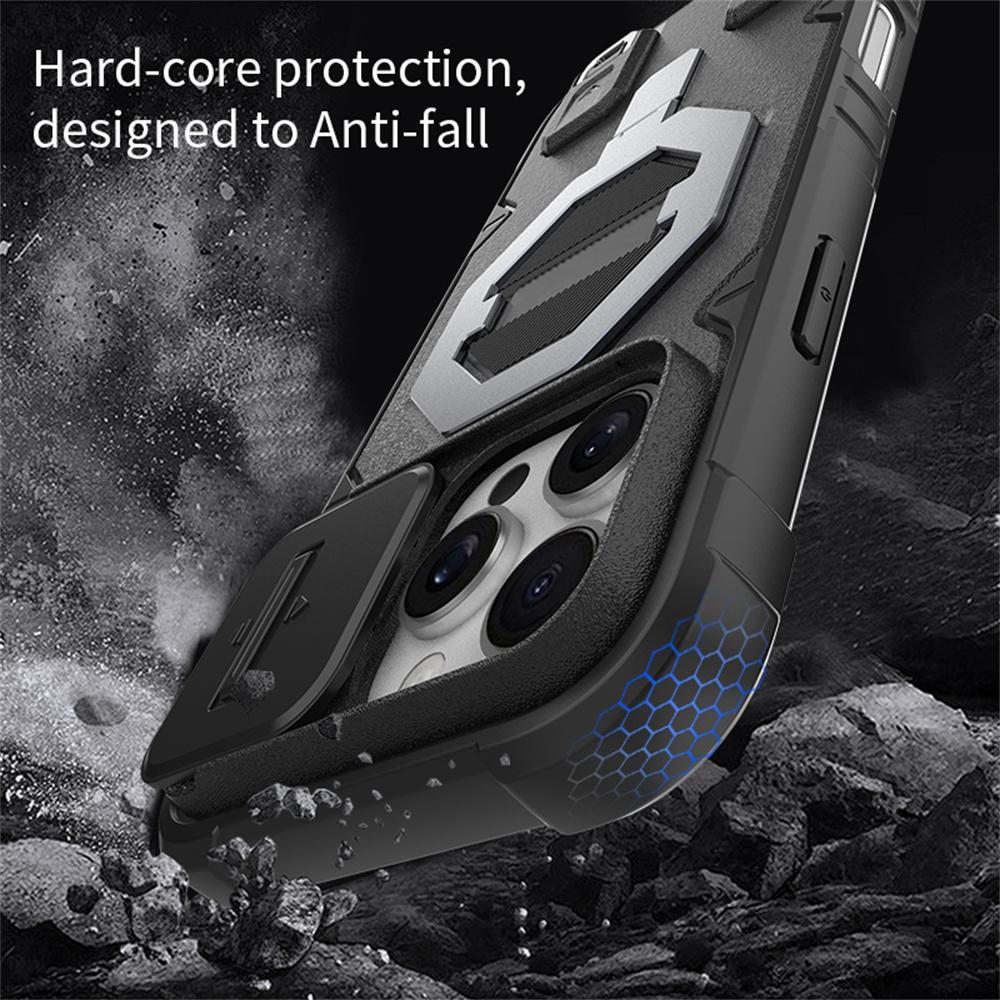 Чехол для iPhone 16 Pro, совместимый с MagSafe PC+TPU, подставка для телефона с ремешком