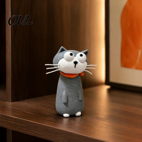 3D-печатная фигурка, милая мультяшная фигурка кошки, статуэтка Каваий Китти, минималистичный декор животного для стола, настольное украшение для дома, офиса, полки, для влюбленных