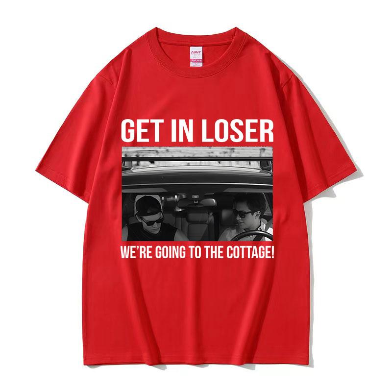 Heated Rivalry Get in Loser Were Going To The Cottage Graphic T Shirt Mens Vintage 100 Cotton Short Sleeve Tshirt Streetwear