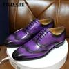 Fashion Big Sizes Handmade Mens Wingtip Oxford Shoes Genuine Calf Leather Traditional Brogue Dress Shoes Wedding Formal Shoes for Men