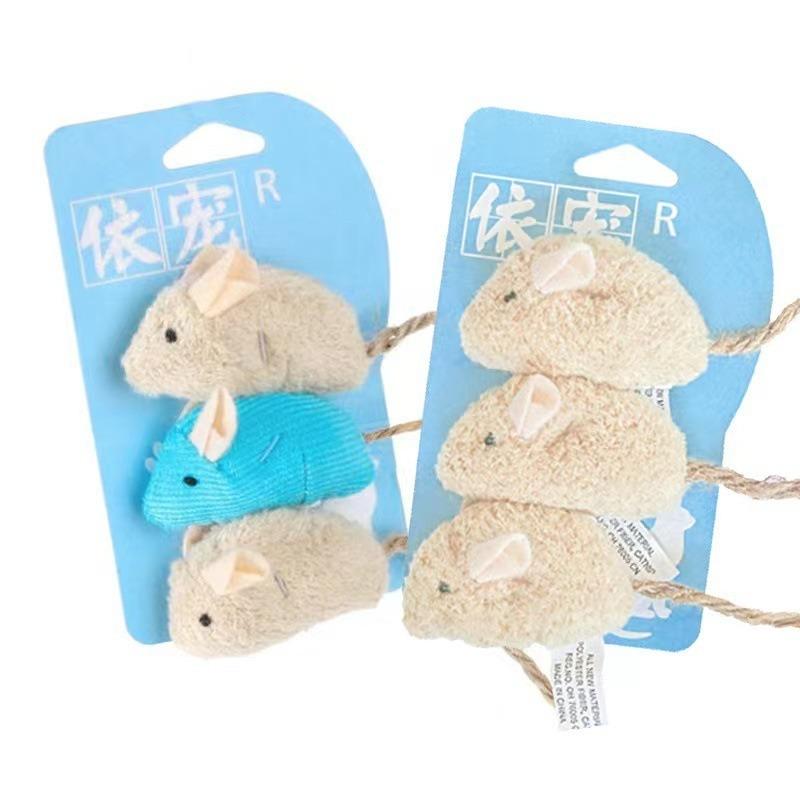 3-Pack Realistic Plush Mouse Cat Toys - Bite-Resistant Interactive Teasers for Kittens, Energy-Burning Toys To Relieve Boredom