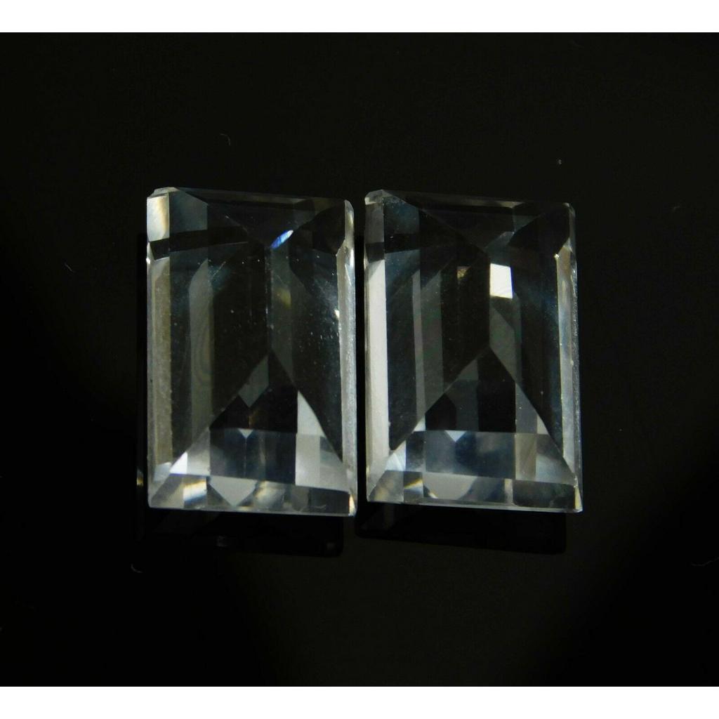 16.32 Ct Natural White Ceylon Sapphire Emerald Cut Pair Loose Gemstone
