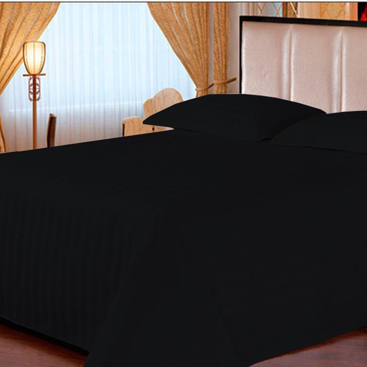 3PC Striped Flat Sheet Set In 100% Egyptian Cotton, 600TC - Includes 1 Flat Sheet & 2 Pillow Shams, Multiple Sizes & Colors