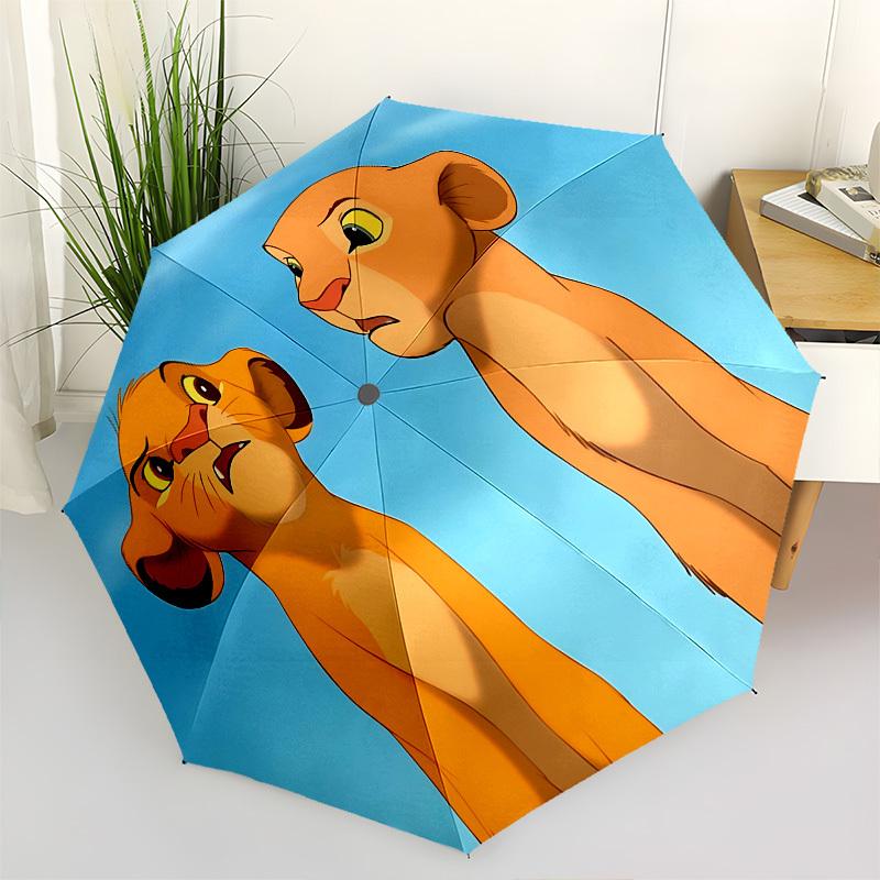 Lion King Simba Nala Themed Automatic Opening and Closing Umbrella, Brightly Colored 8-rib Portable Umbrella, Suitable for Men and Women, A Perfect Gi