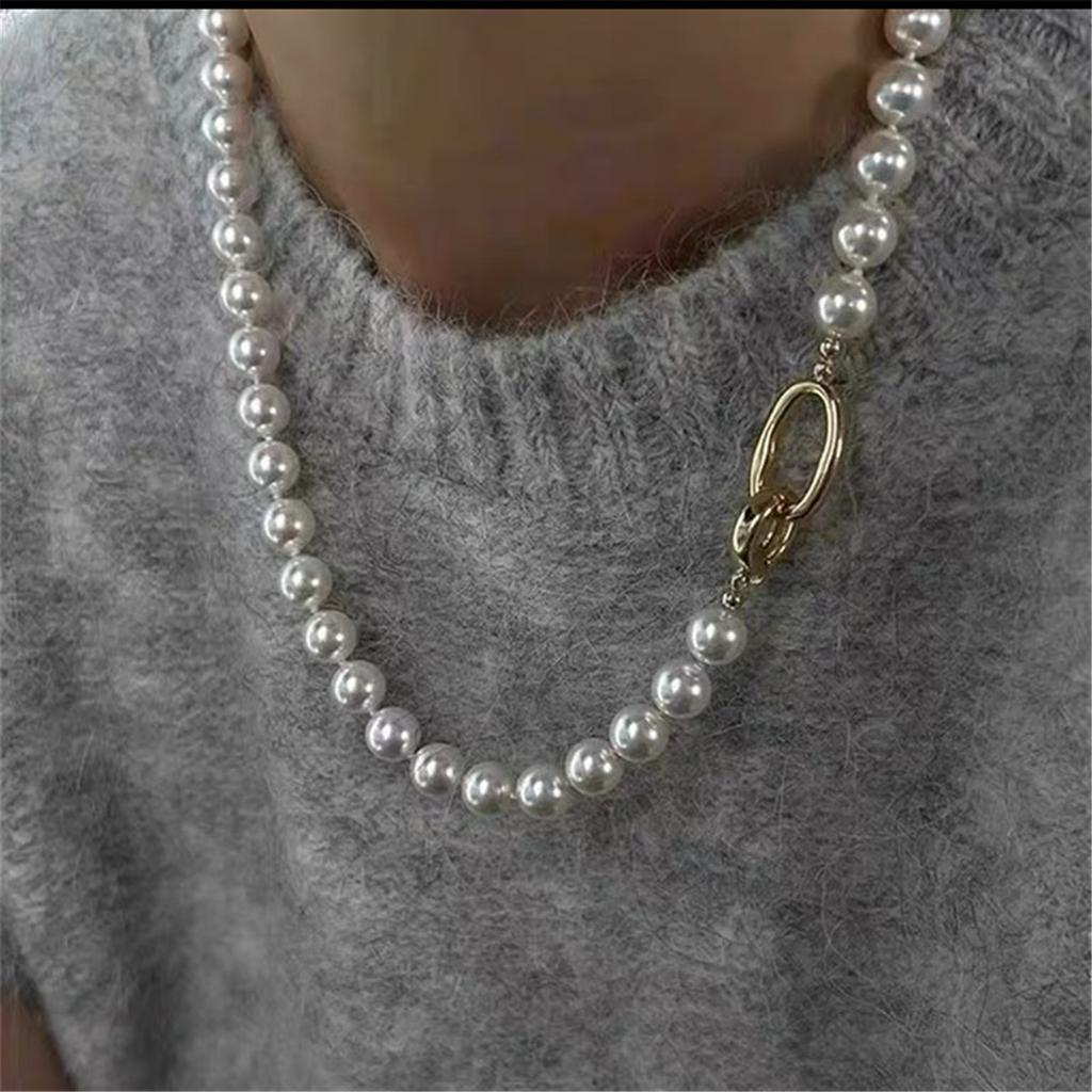 Tooxika Французское ретро легкая роскошь нишевое серое жемчужное ожерелье простое личностное джемперная цепочка женская