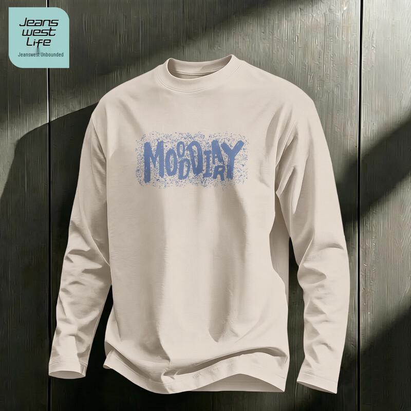JEANSWEST LIFE Мужская хлопковая футболка свободного кроя с длинным рукавом