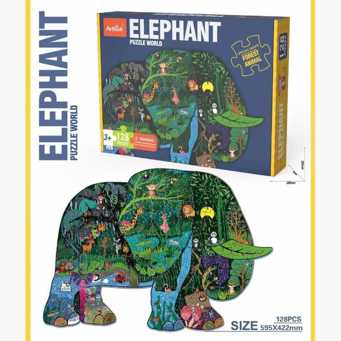Пазл со слоном, 128 деталей, пазл с животными, детский пазл