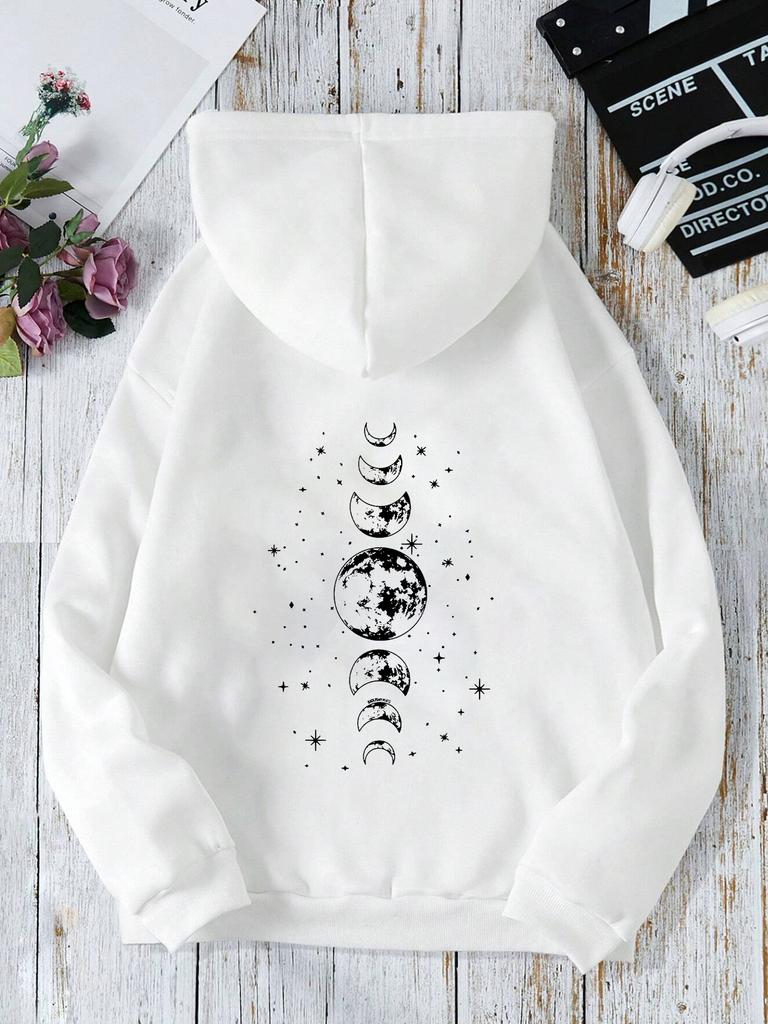 Новые худи с разными лунными принтами, худи с принтами спереди и сзади, повседневная и модная женская одежда Y2K, высокая мода