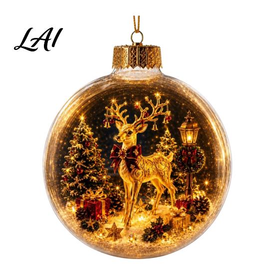 Holy Season Spiritual Gift Glowing Christmas Ball Ornaments Mini Holiday Scene Light-Up Hanging Clear Luminous Keepsake for Memorial Acrylic