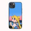 B-1 Милый черный чехол Sailor Moon для Redmi 10A 10C 12C 13C 9A 9C 9T A3X Note 10 9 9S 10S iPhone 11 12 13 14 15 16 X XS Pro Max Mini 7 8 Plus XR