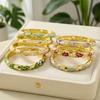 Эмалированный винтажный браслет-манжета cloisonне, традиционный, с большим цветочным листом, китайский цветочный браслет, этнический китайский женский браслет на руку