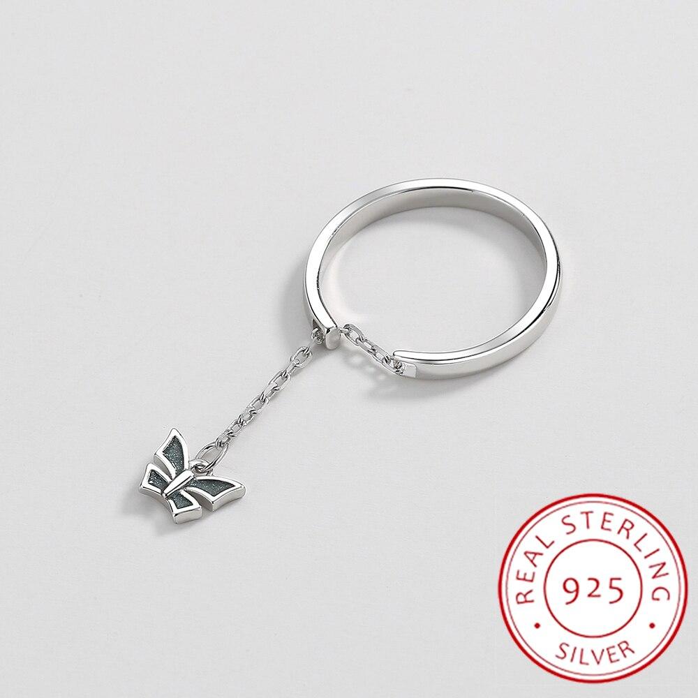 Модное открытое регулируемое кольцо с бабочкой и бахромой для женщин, натуральное серебро S925, ювелирные изделия на день святого Валентина, рождественский подарок